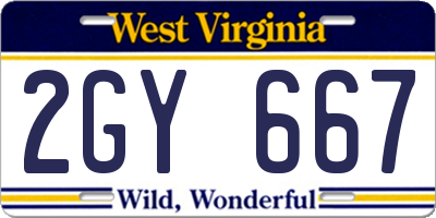 WV license plate 2GY667