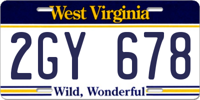 WV license plate 2GY678