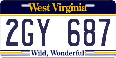 WV license plate 2GY687