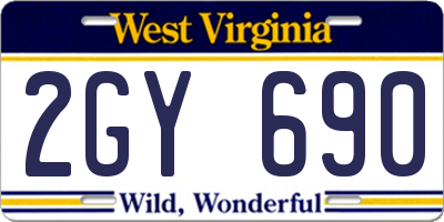 WV license plate 2GY690