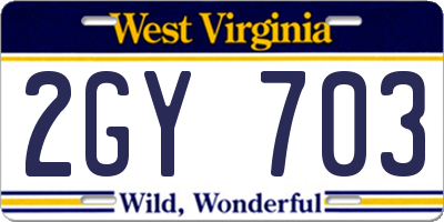 WV license plate 2GY703