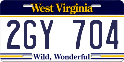 WV license plate 2GY704