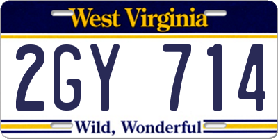 WV license plate 2GY714