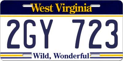 WV license plate 2GY723