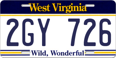 WV license plate 2GY726