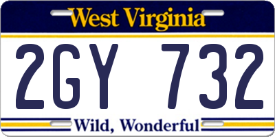 WV license plate 2GY732