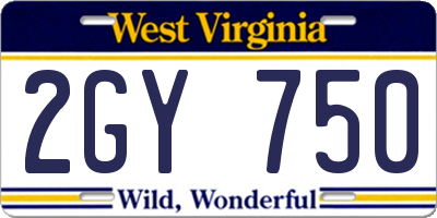 WV license plate 2GY750