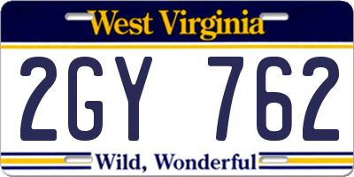 WV license plate 2GY762