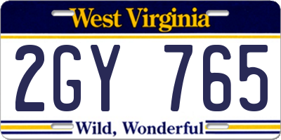 WV license plate 2GY765