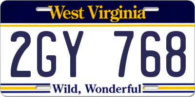 WV license plate 2GY768