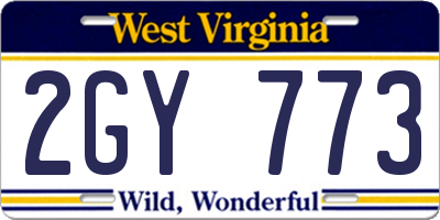 WV license plate 2GY773