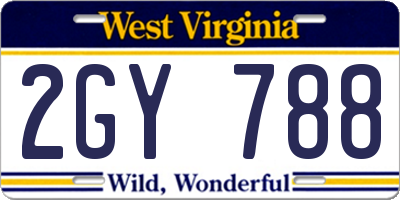 WV license plate 2GY788