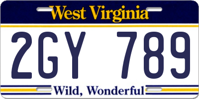 WV license plate 2GY789