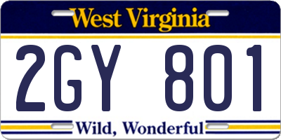 WV license plate 2GY801
