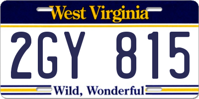 WV license plate 2GY815