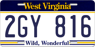 WV license plate 2GY816