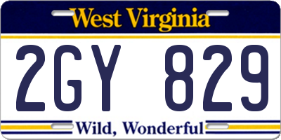 WV license plate 2GY829