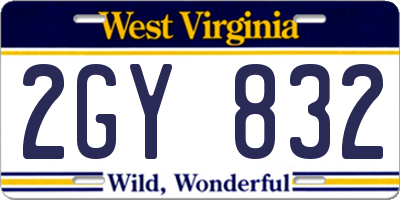 WV license plate 2GY832