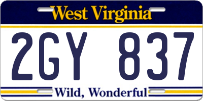 WV license plate 2GY837