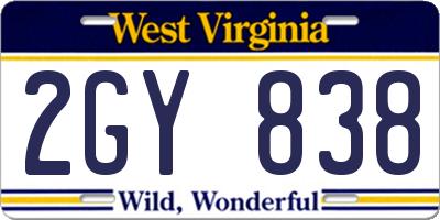 WV license plate 2GY838