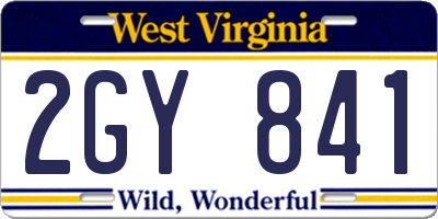 WV license plate 2GY841