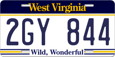 WV license plate 2GY844