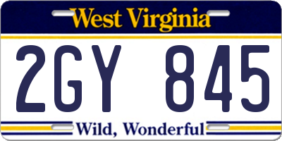 WV license plate 2GY845