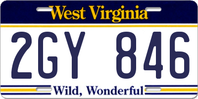 WV license plate 2GY846