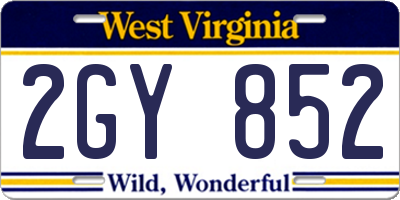WV license plate 2GY852