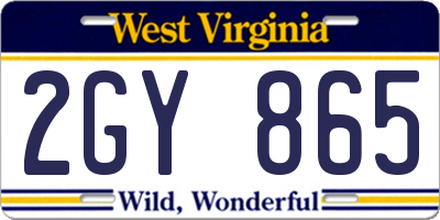 WV license plate 2GY865
