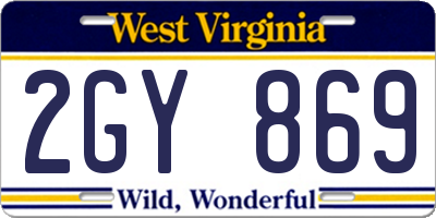 WV license plate 2GY869