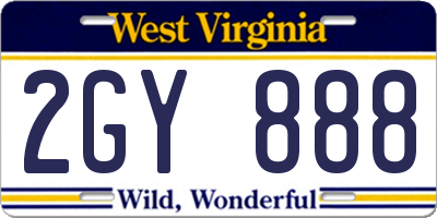 WV license plate 2GY888