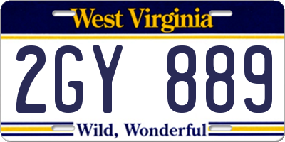 WV license plate 2GY889