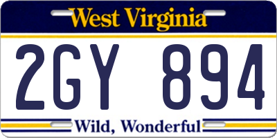 WV license plate 2GY894