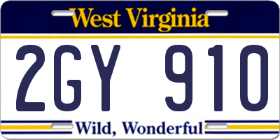 WV license plate 2GY910