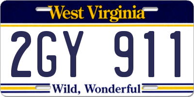 WV license plate 2GY911