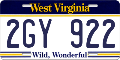 WV license plate 2GY922