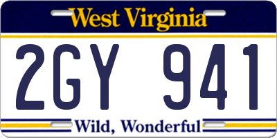 WV license plate 2GY941