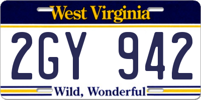 WV license plate 2GY942