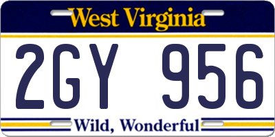 WV license plate 2GY956