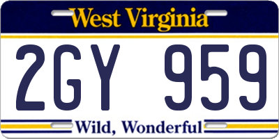 WV license plate 2GY959