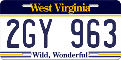 WV license plate 2GY963
