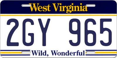 WV license plate 2GY965