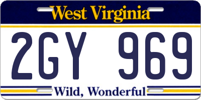 WV license plate 2GY969