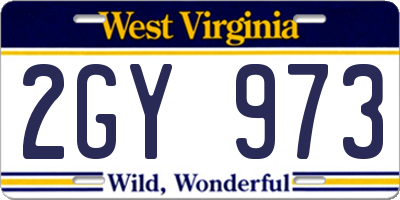 WV license plate 2GY973