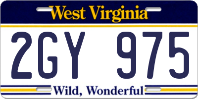WV license plate 2GY975