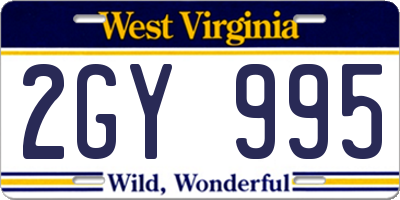 WV license plate 2GY995