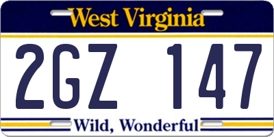 WV license plate 2GZ147