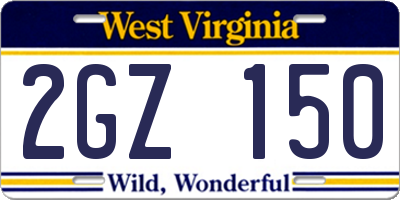 WV license plate 2GZ150