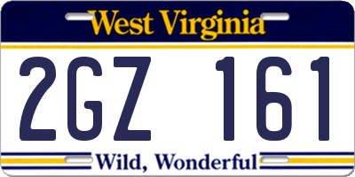 WV license plate 2GZ161